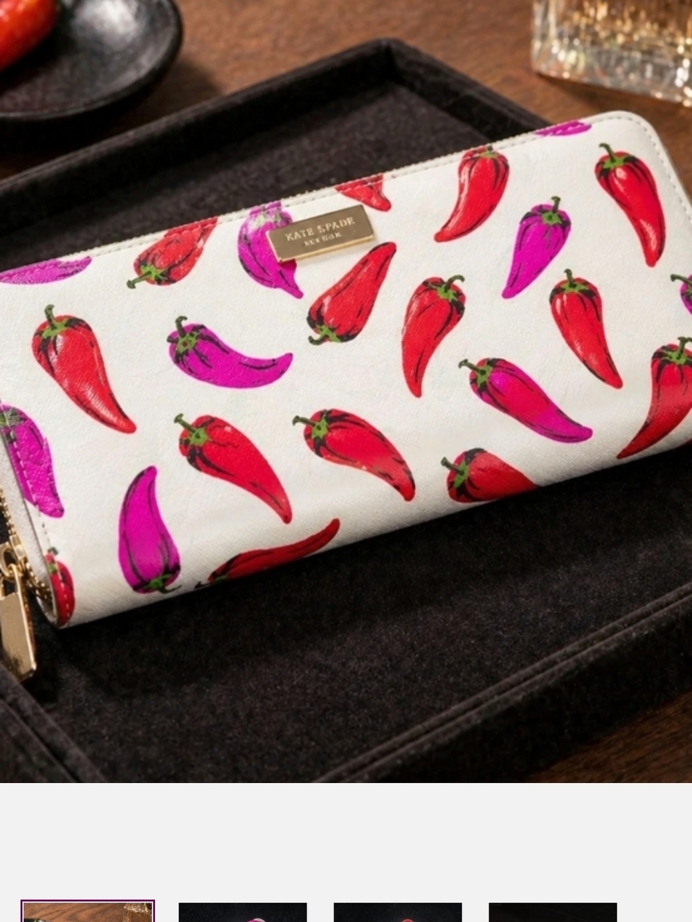 Kate Spade New York White Pepper Print Zip Wallet